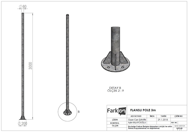 POLE FLANŞLI 3m